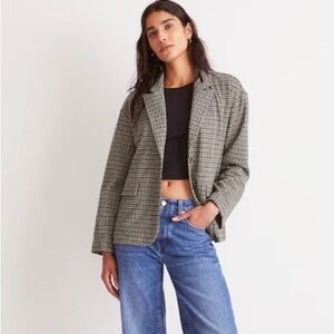 NWT Madewell Oversized Knit Blazer in Houndstooth Size M